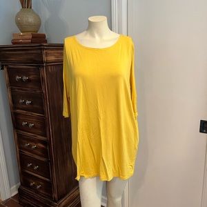 LeShop women’s size, small shirt solid golden yellow bamboo spandex 3/4 sleeves